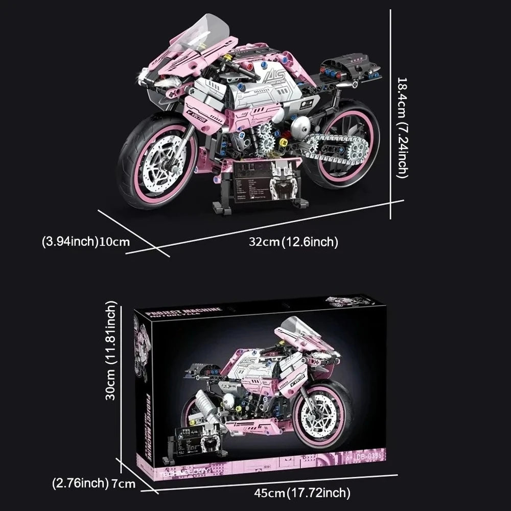New Hot Professional Motorcycle Assembly Kit DIY Building Blocks Challenge Birthday Gift for Young Boys Creative Holiday Present