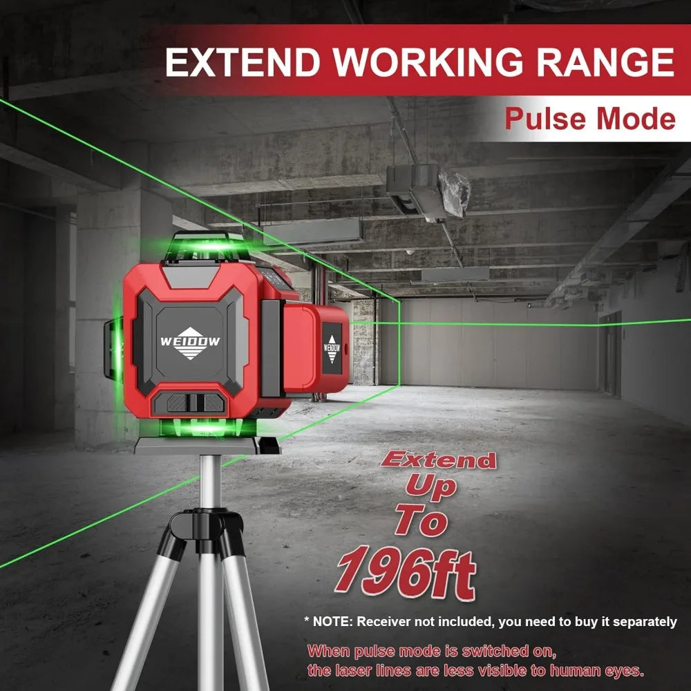 Laser Level 360 Self Leveling with Tripod WEIDDW 4D Laser Level 4x360 Degree Cross Line Laser with 4800mAh Batteries