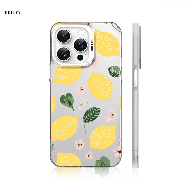 Liquid Silicone Phone Case for iPhone 16E 15 14 13 Pro Max 18 XR Printed Cover Shockproof Lemon Holiday Gifts