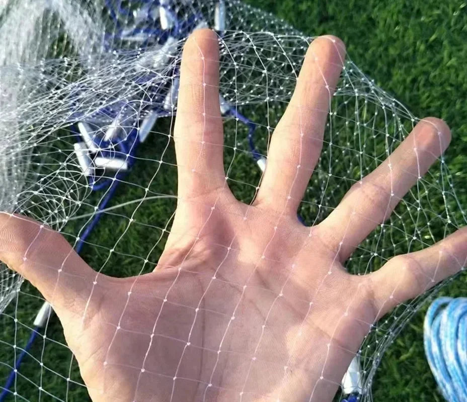 Monofilament Fishing Net Transparent Nylon Casting Net with Steel Pendant Aluminum Ring