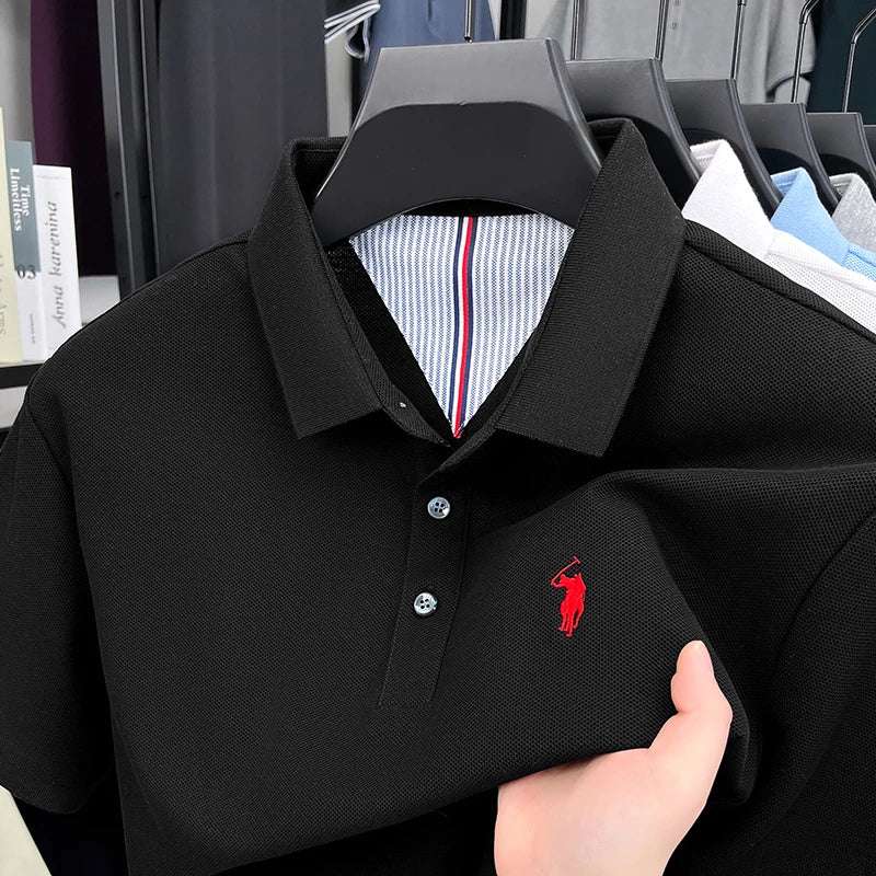 High End Brand Pure Cotton Short Sleeve Polo Shirt Men Summer Fashion Exquisite Pony Embroidery Comfort Business Casual T-Shirt
