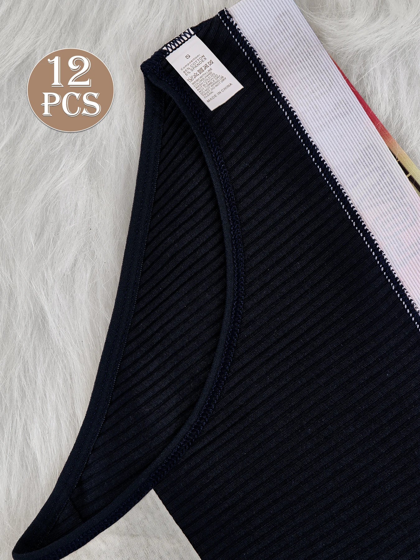 12 piece set of women's ribbed low waist triangle pants, soft and comfortable women's autumn and winter cotton underwear