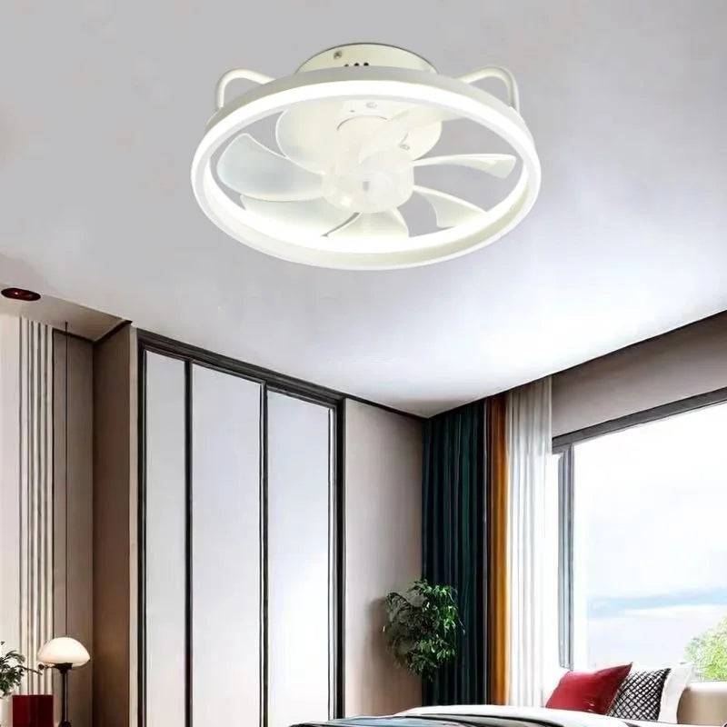 2 In 1 Modern Smart Ceiling Fan With Light And Remote Control For Bedroom Living Room And Restaurant Decor LED Flush Mount Ceiling Fan