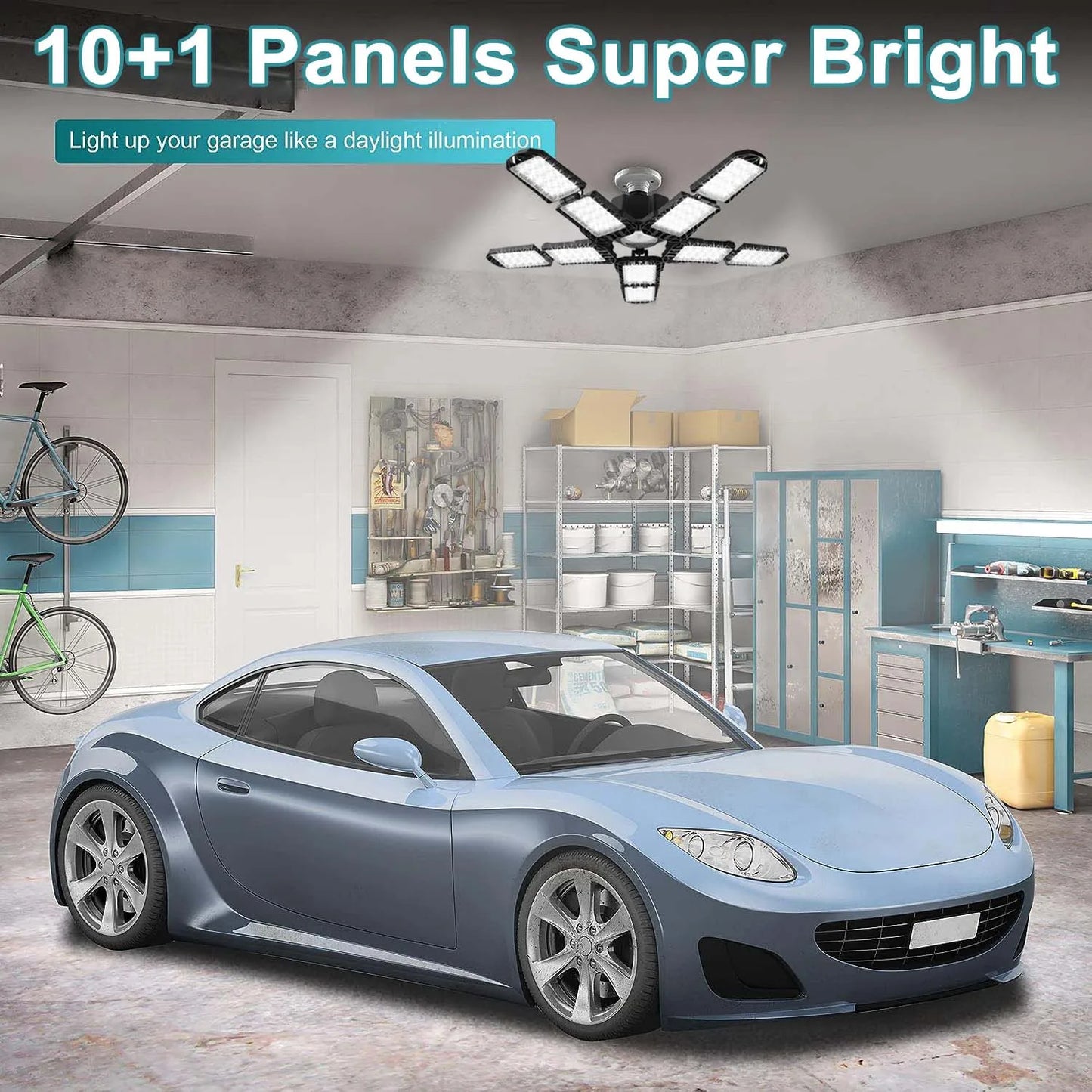 Deformable Ceiling LED Garage Lights 6500K Shop Light for Industrial Workspace
