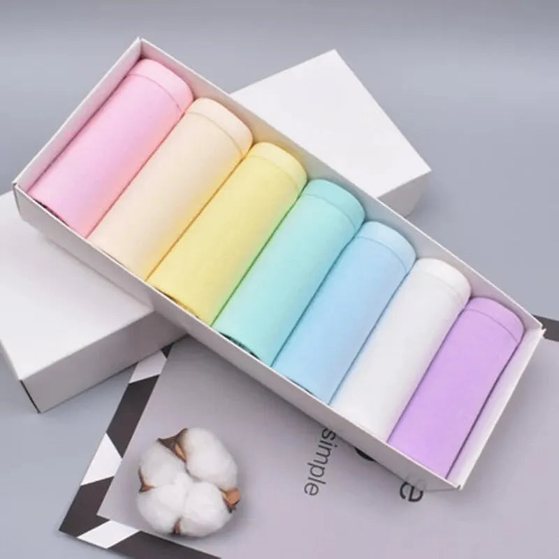 7Pcs Plus Size Cotton Underwear for Women Breathable Soft Briefs Cute Solid Color Lingerie