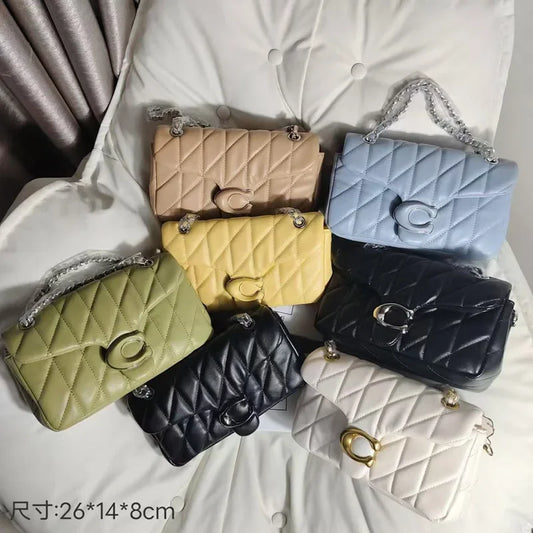 High Version Women's Sheepskin Striped Messenger Bag Luxury Leather Diaper Bag