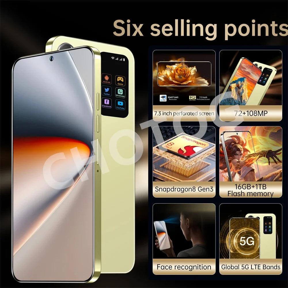 New Cellphones S Plus 25 Ultra Global Version 5G Original 7.3 Inch Smartphone Dual SIM 108MP Cell Phone 7800mAh Android Mobile Phones