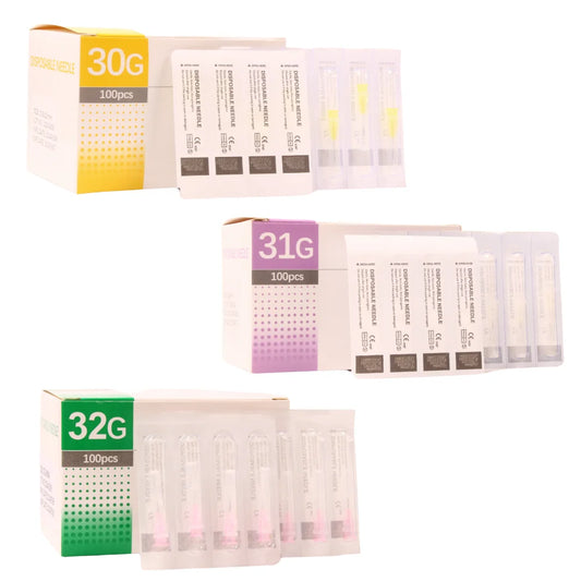 100 Pieces Tattoo Piercing Needles 30G 31G 32G 34G Painless Small Superfine Beauty Eyelid Tool