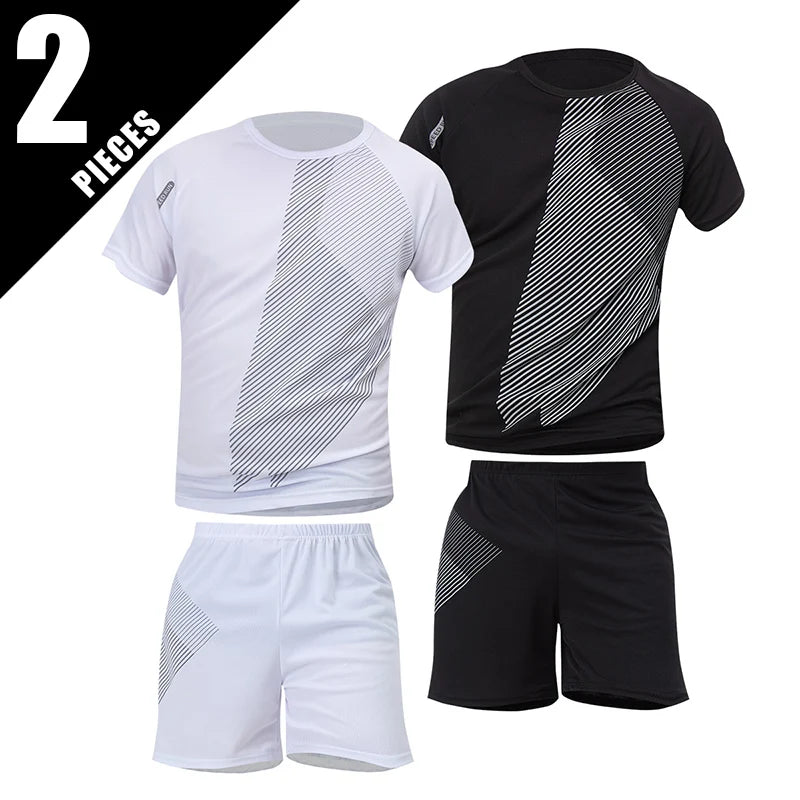 2/6 Pack Plus Size Men's Quick Drying Short Sleeve Shorts Suit Leisure Sports Running Fitness T Shirt Joker Shorts Teen