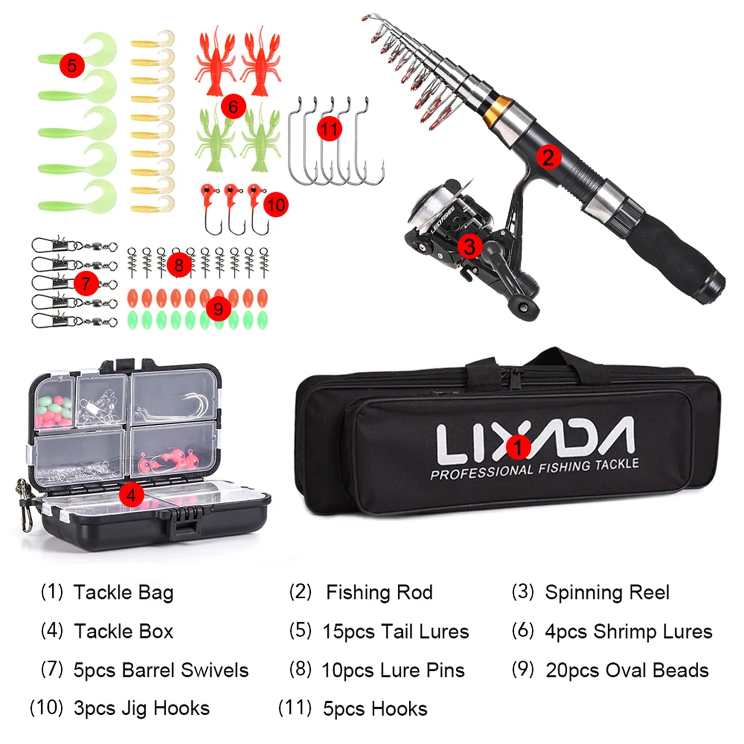 Lixada 2.1m 2.3m Telescopic Fishing Rod Reel Combo Full Kit Carbon Fiber Pole Spinning Reel Fishing Bag Case Pesca Gear Set