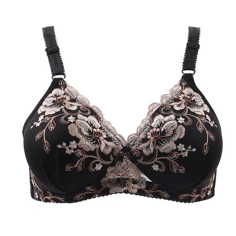 Adjustable Sexy Lingerie Bralette Push Up Bras for Women Vintage Floral Print Lace Underwear
