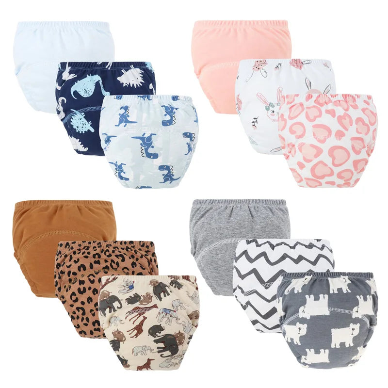 3 Pcs Baby Diaper Training Pants for Girls and Boys Washable Infant Cloth Diapers Reusable Kids Underwear Toddler Shorts