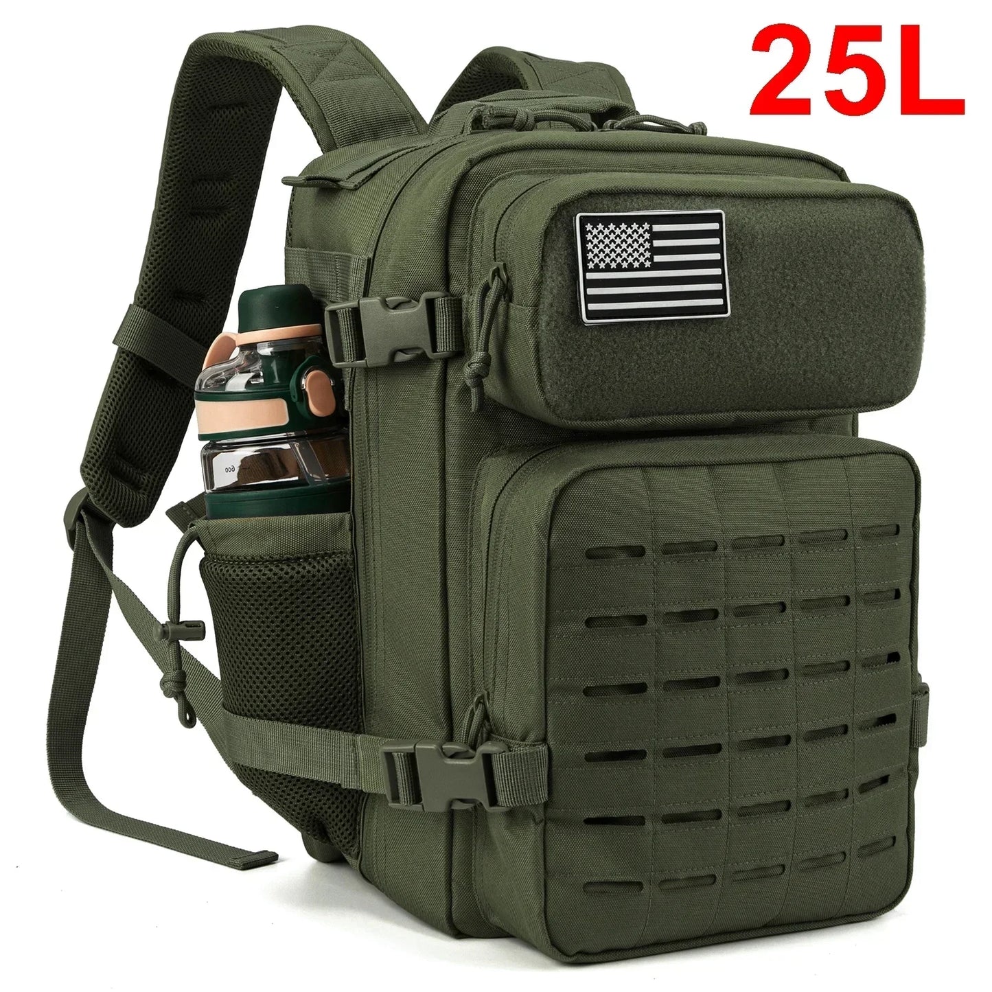 25L/45L Tactical Backpack for Women/men Outdoor Hiking Laser Cut Molle Daypack School Bag Gym Rucksack with Dual Cup Holder