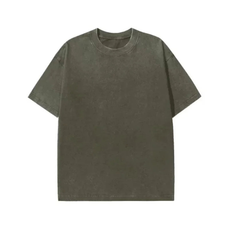 Korean Fashion Washed Vintage T Shirt Men Hip Hop Retro Tops