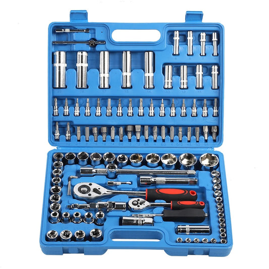 108Pcs Ratchet Wrench Socket Set 1/4 Inch 1/2 Inch CR40 Steel Tool Case Hand Tool Kit