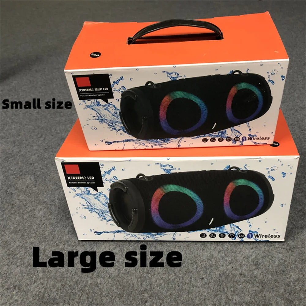 Portable Waterproof 100W High Power Bluetooth Speaker with RGB Colorful Light Wireless Subwoofer 360 Stereo Surround TWS FM Boom Box