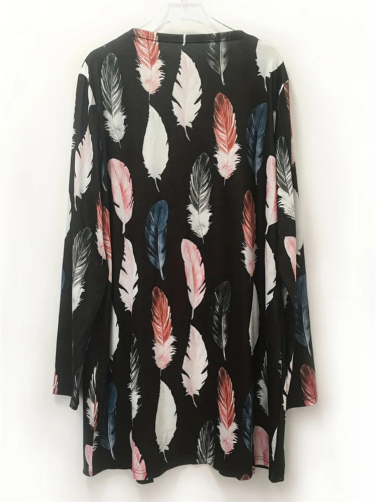 Plus Size Women's Casual Fashion Cardigan Long Sleeve Coat for Spring and Autumn
