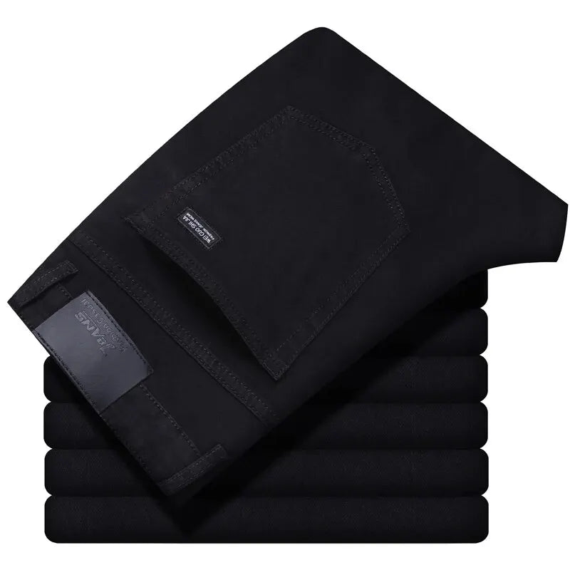 Wthinlee Men's Casual Straight Stretch Jeans Fashion Classic Blue Black Denim Trousers