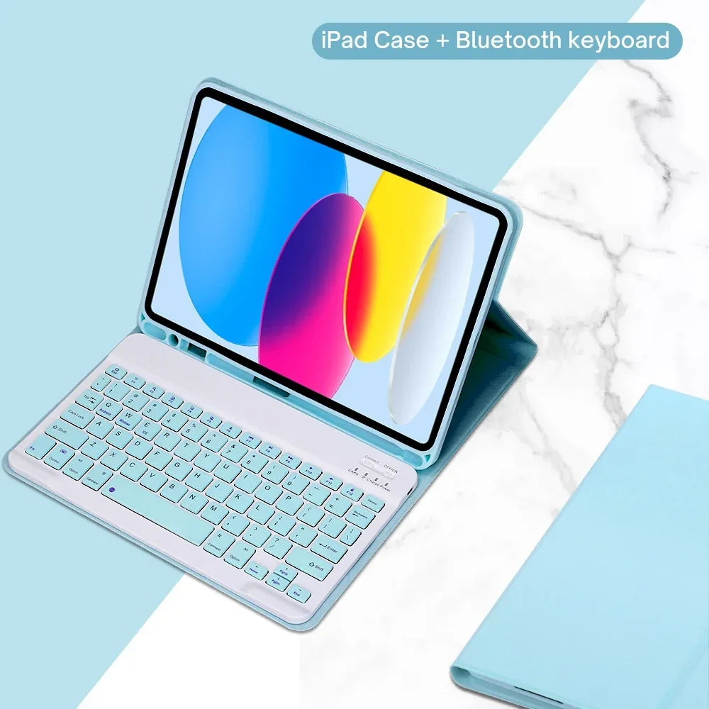 For iPad 10th Generation 2022 10.9 Inch Case with Detachable Wireless Bluetooth Keyboard and Tablet Cover