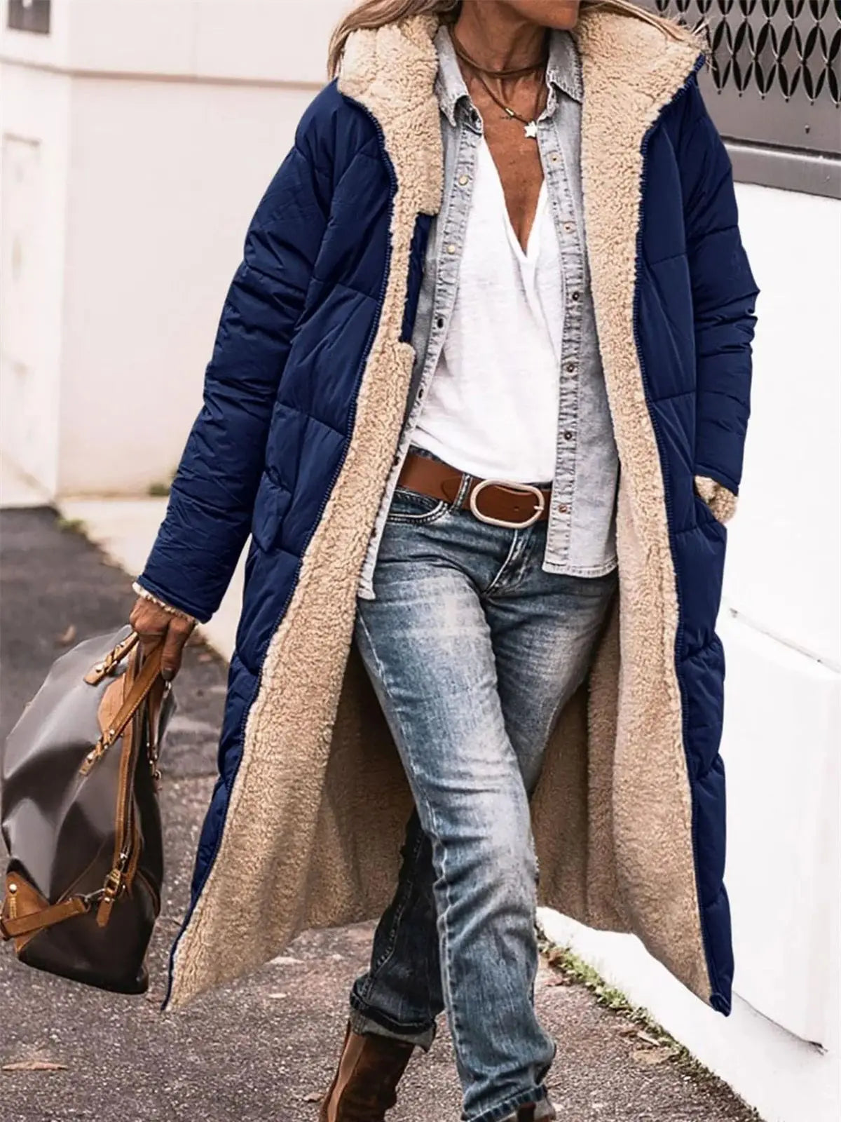 SDFBKCN Winter Hooded Quilted Reversible Women Puffer Coat