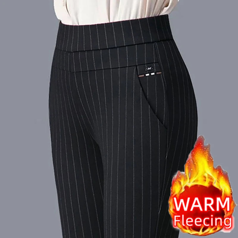 Thin and Thick Warm Winter Pencil Pants for Women Plush Stretch Lady OL Skinny Trousers Female Slim Fit Leggings
