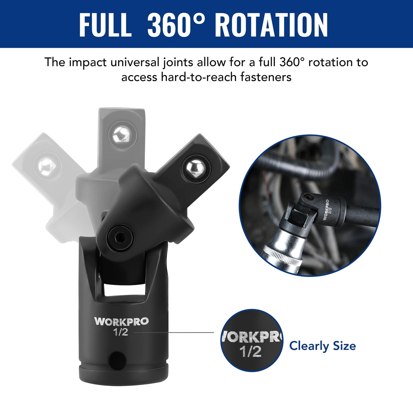 Workpro 18 Pieces Drive Tool Accessory Set With Socket Adapters Socket Extension Bar Swivel Universal Joints Impact Coupler