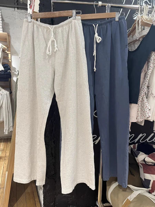 Solid Drawstring Straight Sweatpants for Women High Waist Autumn Casual Cotton Trousers
