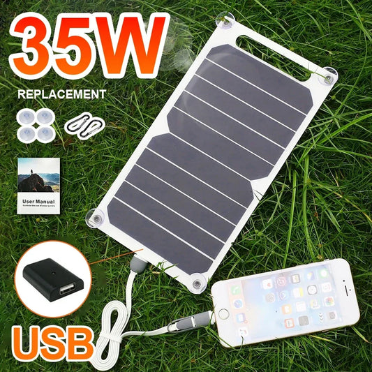 35W Sunpower Portable Solar Panel 5V USB Safe Stabilizer Charger for Power Bank Phone Outdoor Camping Home RV Gift
