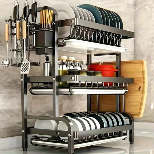 Hign-concerned Dish Rack Three Tier Space Saving Drainer