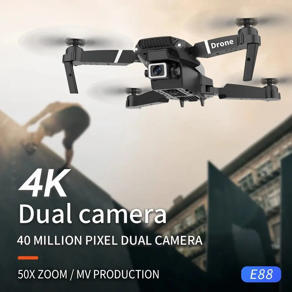 KDBFA 2024 New E88 Pro WIFI FPV Drone Wide Angle HD 4K 1080P Camera Height Hold RC Foldable Quadcopter Helicopter Toy Gift