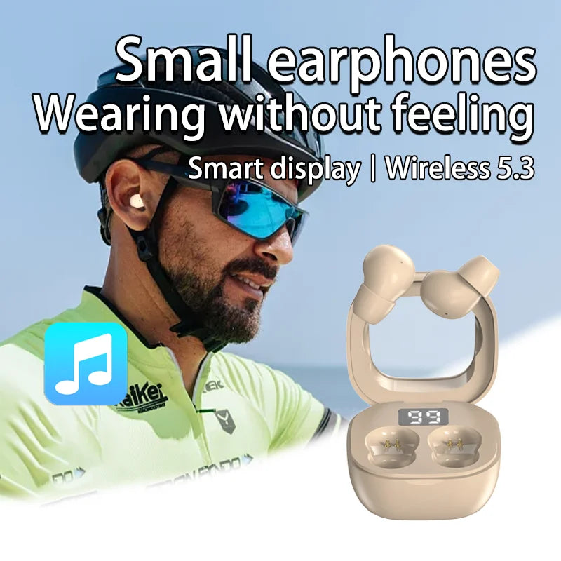 SK Small Headphones Wireless Bluetooth Headset Sport Sleeping Invisible Comfortable To Wear Bass Earbuds Earphone For All Phones