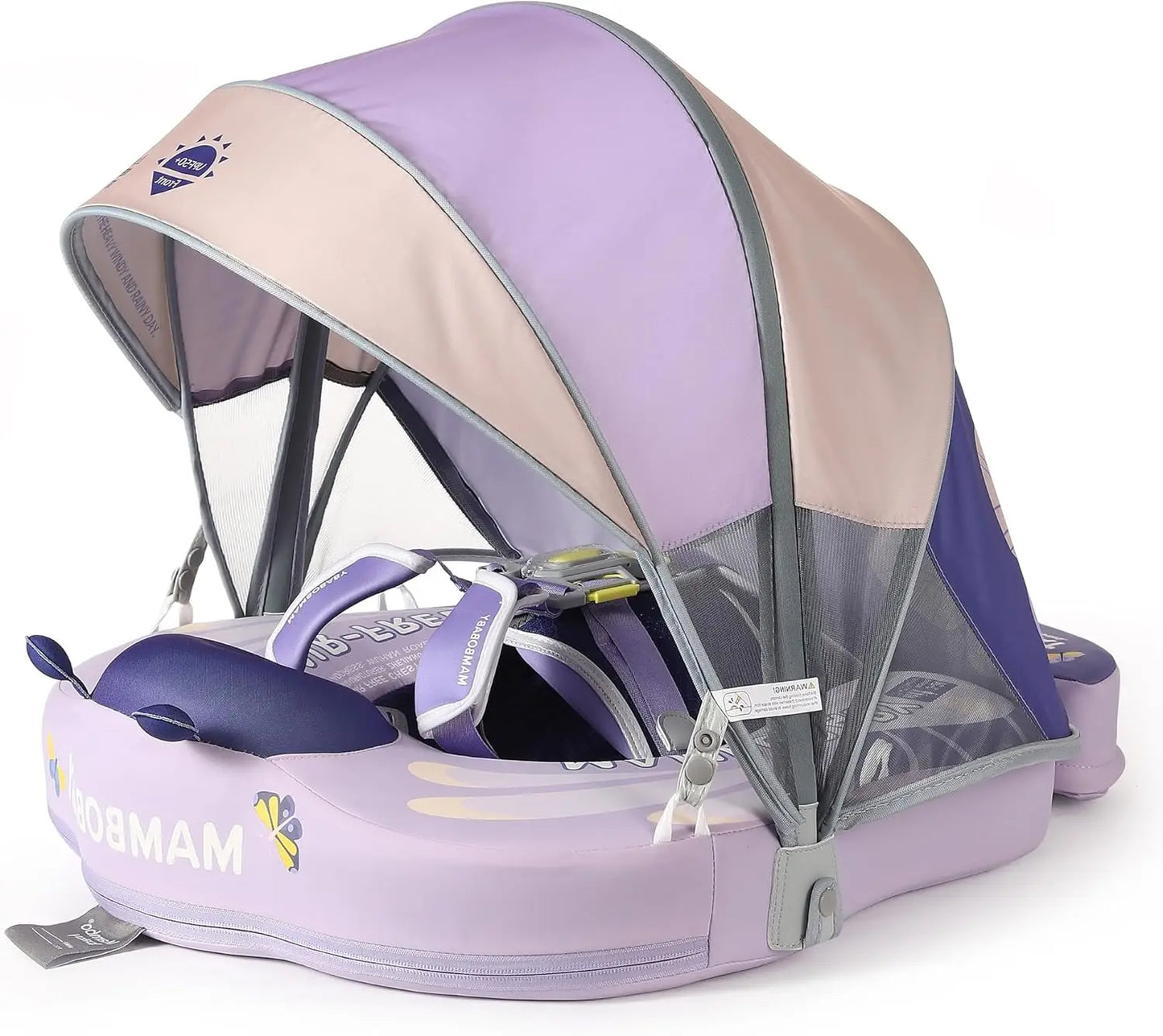 HECCEI Float Add Tail Newest Mambobaby Swim Float with Canopy Solid Pool Infant Swim Trainer Swimming Lying Waist 3-24 Months