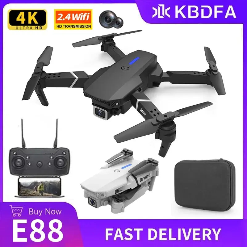 KDBFA 2024 New E88 Pro WIFI FPV Drone Wide Angle HD 4K 1080P Camera Height Hold RC Foldable Quadcopter Helicopter Toy Gift