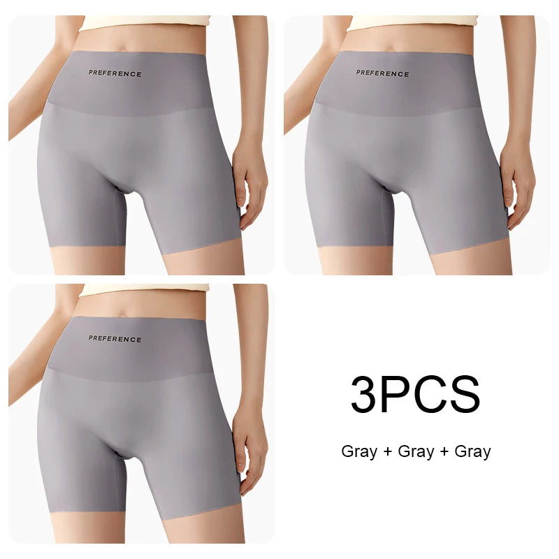 3PCS Set Plus Size Seamless Protective Shorts for Women Ice Silk Summer Underwear