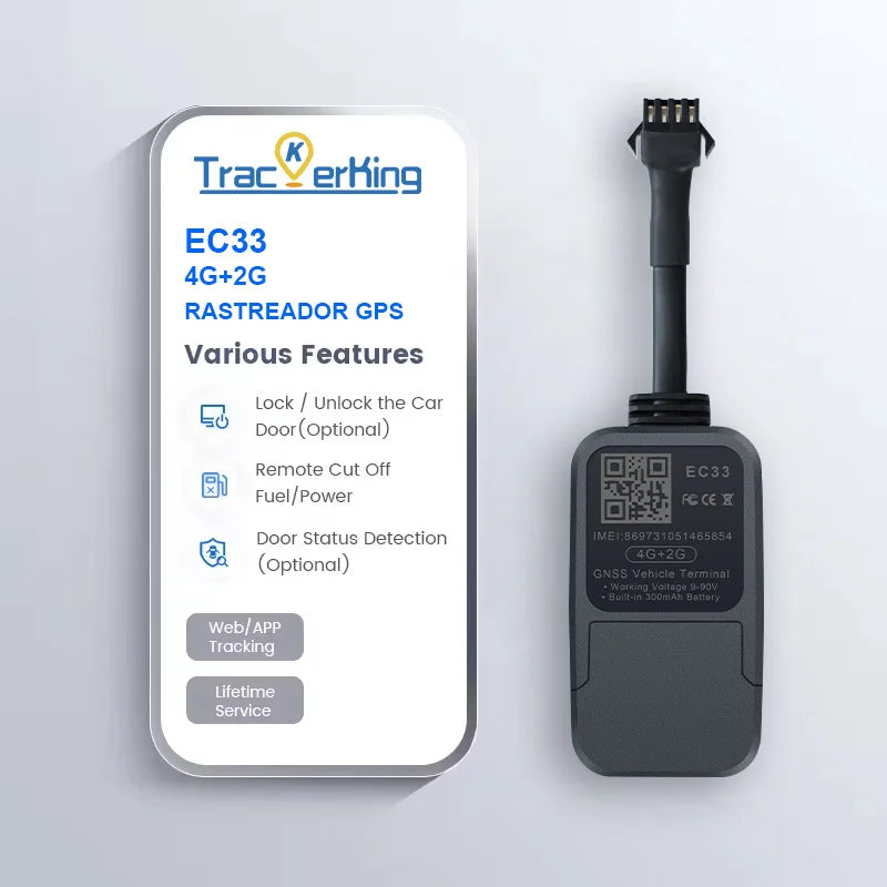 2pcs EC33 4G GPS Tracker with 300mAh Battery Tracker King Smallest Relay GPS Tracker with Alarm