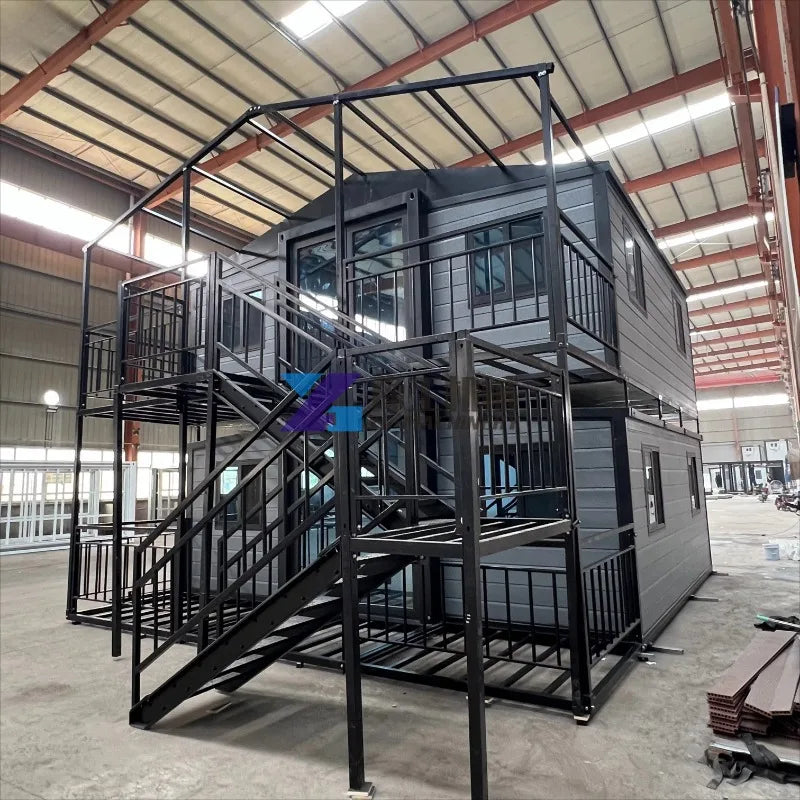 Hurricane Best Steel Two Story Container House Double Story 30ft 40ft Expandable Container Homes