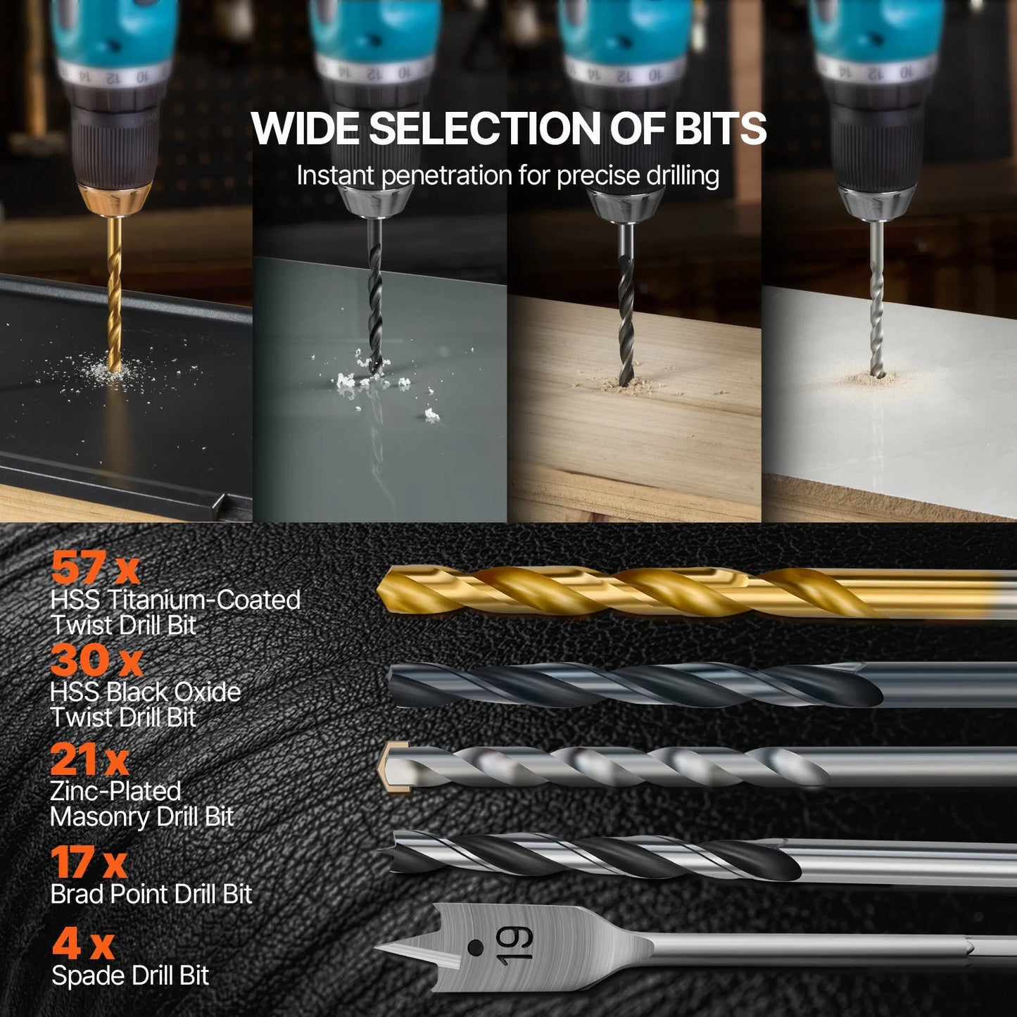 SucceBuy 70 100 101 246 318 Piece Drill Bit Set Screwdriver Bit Set Household Tool Set for Woodworking