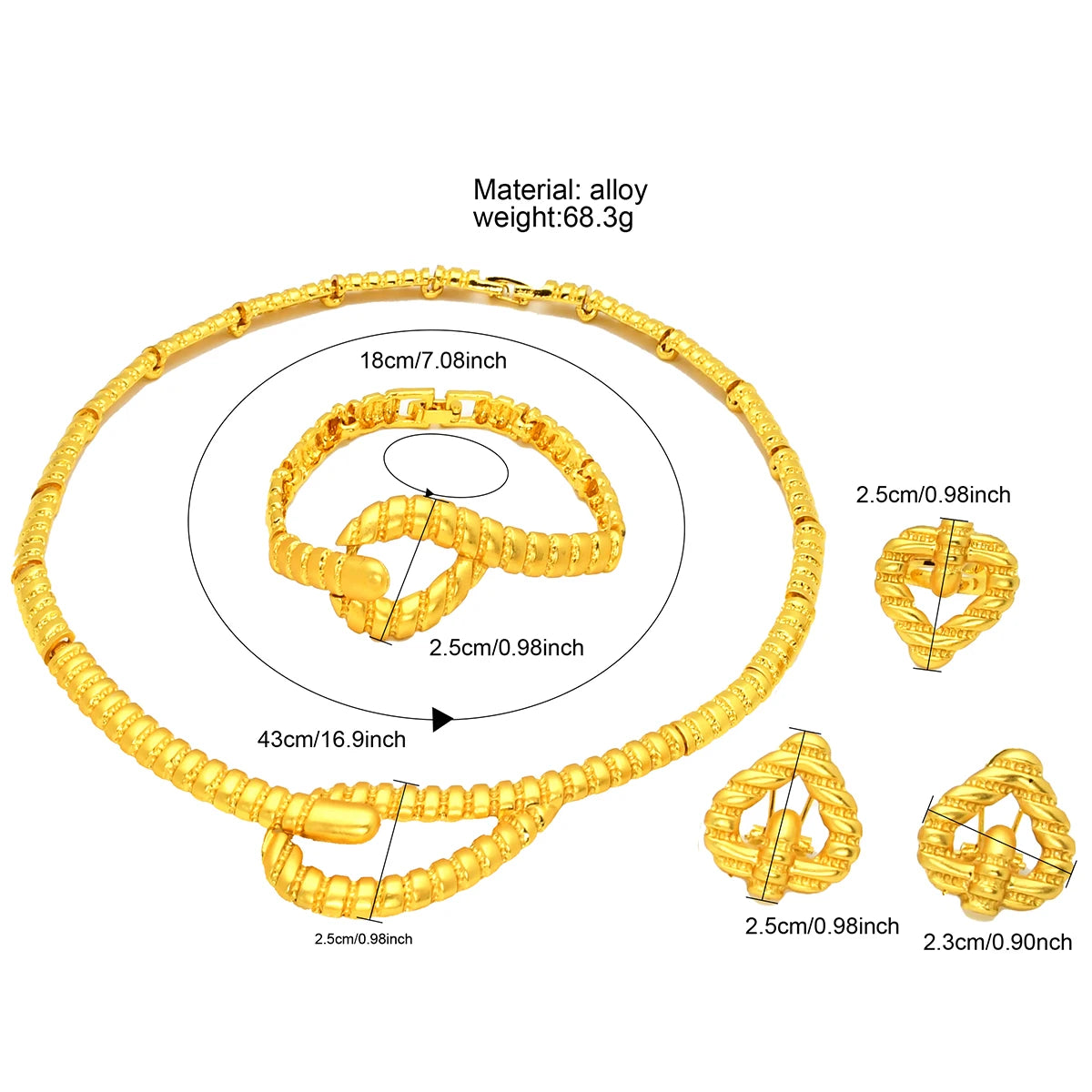 Dubai Luxury Nigerian Wedding Golden Jewelry Sets For Lady Bridal Necklace Sets Indian Party Jewellery Engagement Gifts