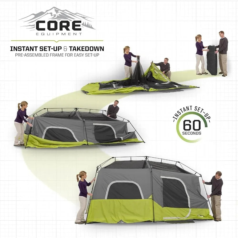 9 Person Instant Cabin Tent 14 Foot x 9 Foot Green