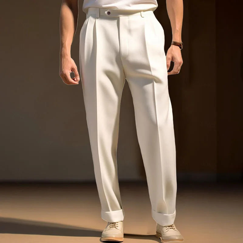 Men s  Fit Dress Pants Solid Color Flat Front Trousers Classic Business Casual Suit Pants Modern Formal Wear Hemmed Bottoms