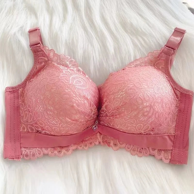 Small Chest Push Up Bra with Thick Cushion and Lace Decoration for Women