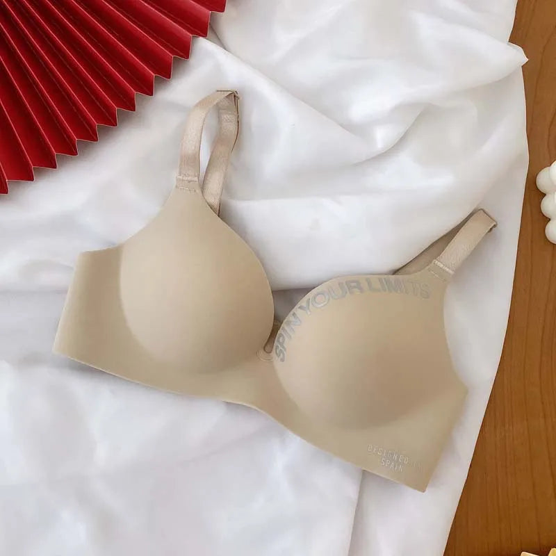 Summer Thin One Piece Seamless British Letter Bra No Wire Adjustable Underwear for Women