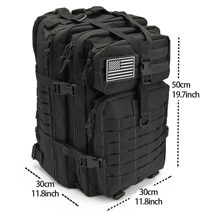 QTQY 30L 50L Tactical Backpack for Men Travel Survival Outdoor 3P Assault Pack EDC Molle Hiking Trekking Hunting Bag
