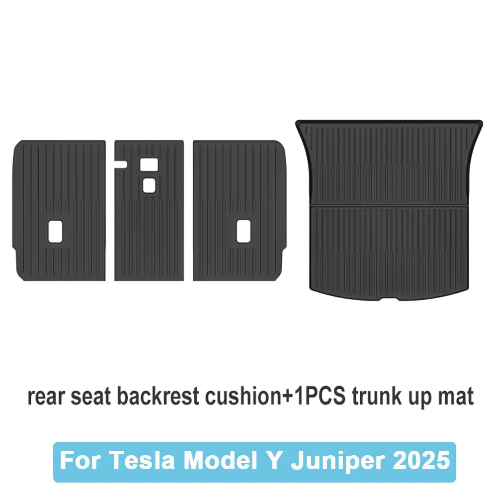 Car Trunk Mat For New Tesla Model Y 2025 Juniper TPE Floor Mats Cargo Liner All Weather Floor Liner Backrest Mats