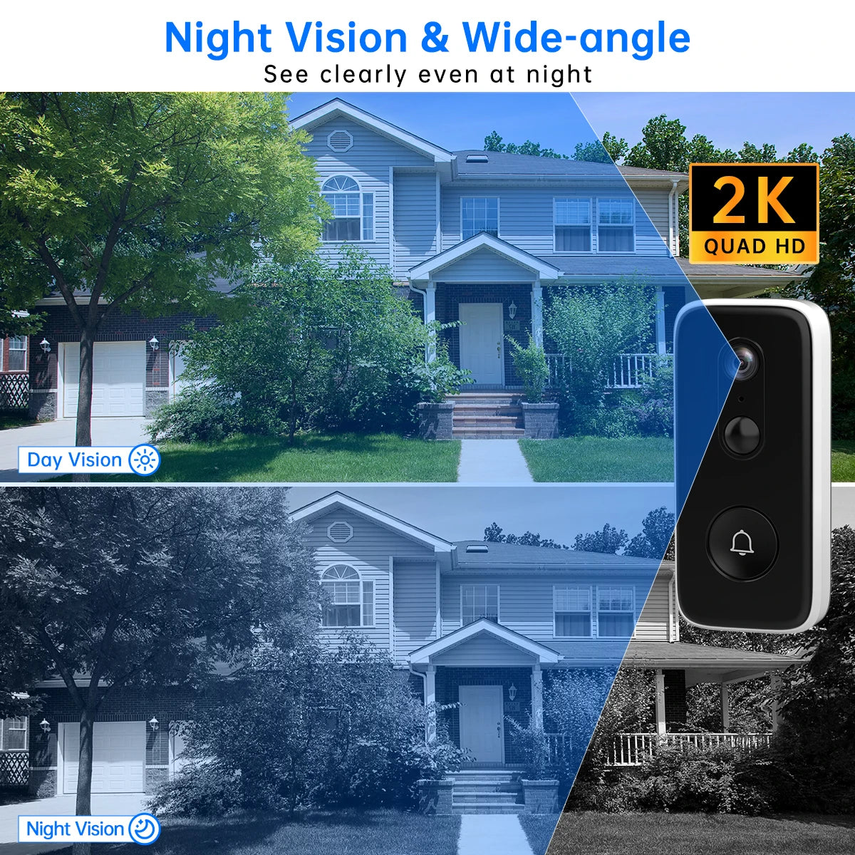 JOOAN 2K Intelligent WiFi Doorbell With Camera Smart Home WiFi Video Doorbell Outdoor Battery Powered Security Video Intercom