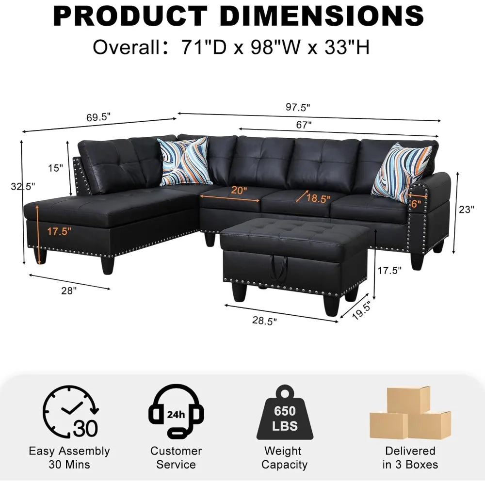 ZHUXIANG L Shape Sectional Sofa Couch Modern Living Set