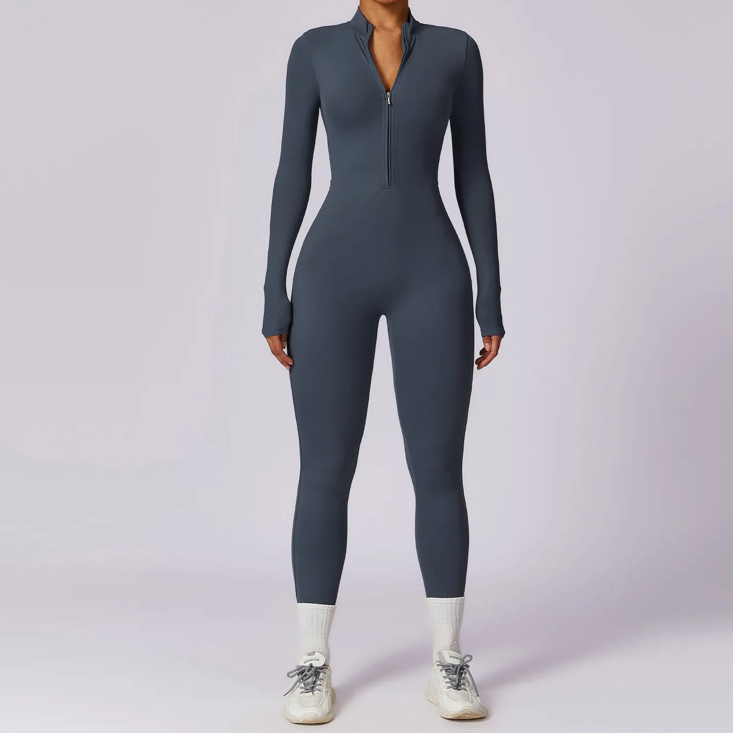 Winter Autumn Women's One Piece Yoga Jumpsuit Solid Polyester Spandex