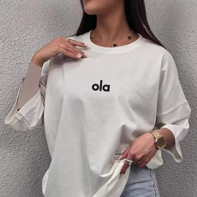 Trendy Brand Women's Loose OLA Printed Fashion Summer Casual Plus Size Cotton T-Shirt