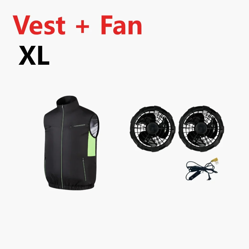 Cooling Vest Ice Fan Vest 3 Gears USB Heat Resistant Air Conditioner Clothes Breathable Wearable Fan Vest for Camping