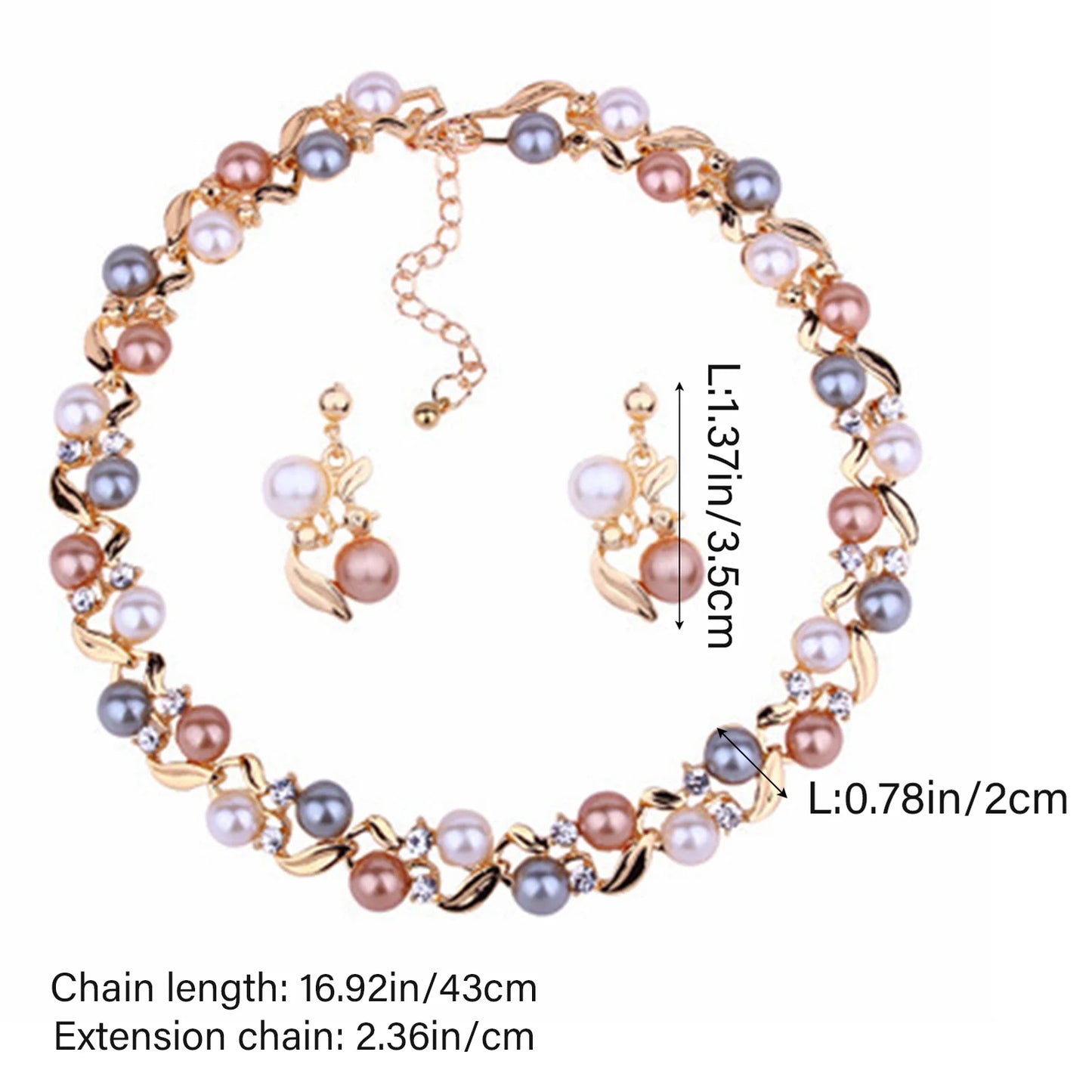 Imitation Pearl Necklace Jewelry set Dinner Banquet Jewelry Dress Necklace Earrings for Party Dating Shopping Wearing MIAO